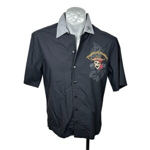 Walt Disney World Pirates of Caribbean Shirt Button Mens Sz‎ S SS Vintage 1990s